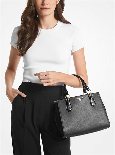 michael kors hamilton large saffiano leather satchel|Michael Kors marilyn medium saffiano.